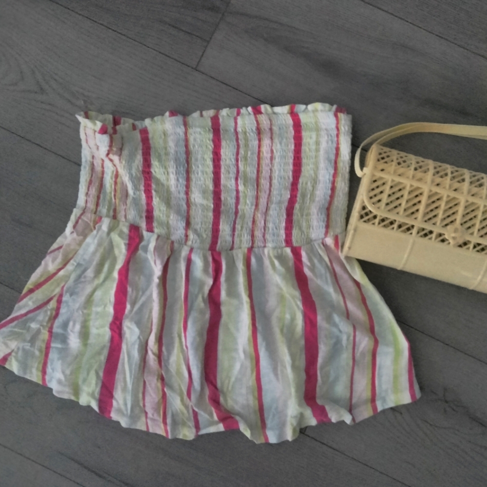Colorful Striped Smocked Tube Top Large Size 00 In Torrid EUC Large